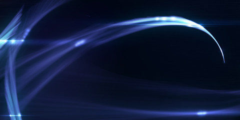 Abstract optical fiber element on black. Composition of glowing lines and motion blur traces. Movement and innovation concept. - futuristic illustration