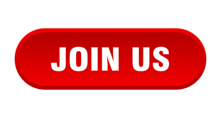 join us button. join us rounded red sign. join us