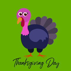  Turkey bird, flat, vector illustration