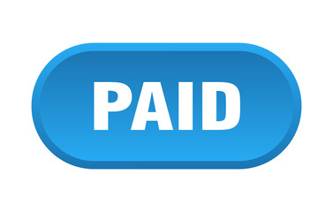 paid button. paid rounded blue sign. paid
