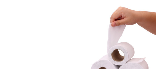 toilet paper isolated  On a white background.