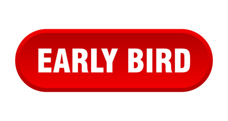 early bird button. early bird rounded red sign. early bird