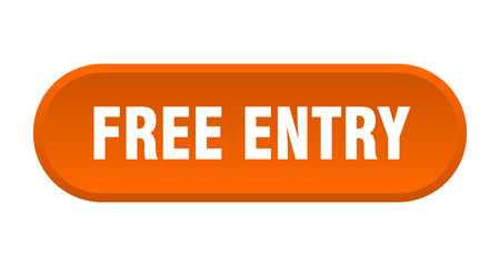 free entry button. free entry rounded orange sign. free entry