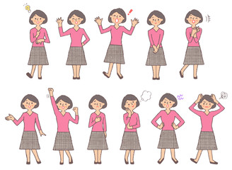 女性の表情バリエーション　セットA