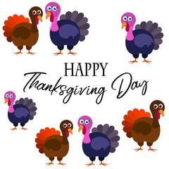  Turkey bird, flat, vector illustration