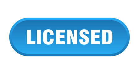 licensed button. licensed rounded blue sign. licensed