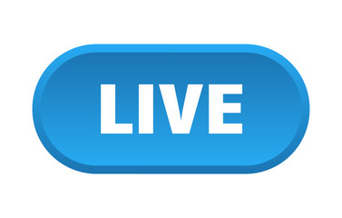 live button. live rounded blue sign. live