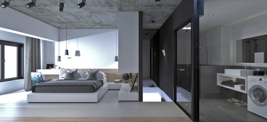 Fototapeta na wymiar 3d render of bedroom interior.