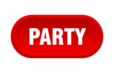 party button. party rounded red sign. party