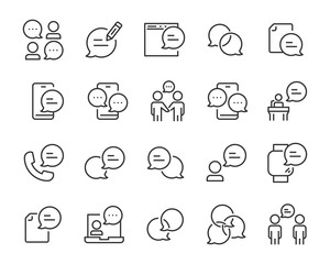 set of communication icons, discussion, talk bubble