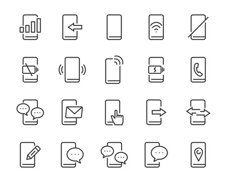 set of phone icons, communication, smartphone, telephone, call, chat