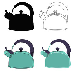 kettle with silhouette and sketch