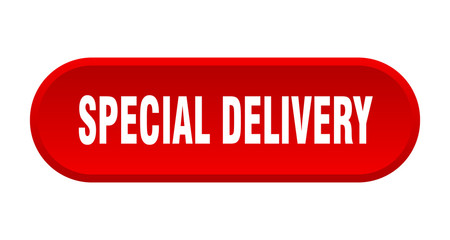 special delivery button. special delivery rounded red sign. special delivery