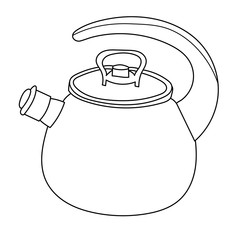 white background, sketch kettle with handle for stove