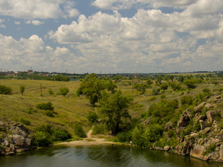 Fototapeta premium landscape with river and blue sky