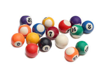 Billiard balls on white background