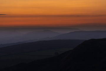 Sunset over the Peak district Derbyshire England