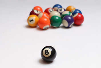 Billiard balls on white background