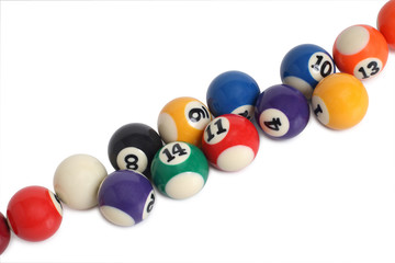 Billiard balls on white background