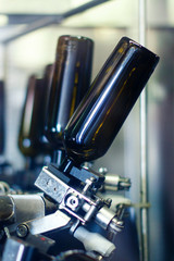 Glass bottles in bottling machine