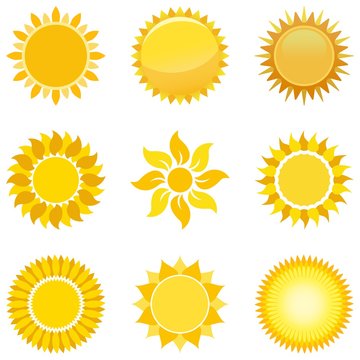 Sonne oder Sonnenschein Symbol als Vektor auf einem weißen isolierten Hintergrund.