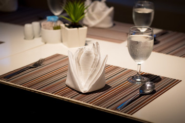 Table setting in the restaurant