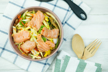 Spicy green mango salad with