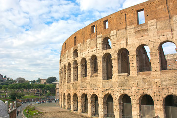 Fototapeta premium Colosseum in Rome roman amphitheater, Italy. Main italian landmark
