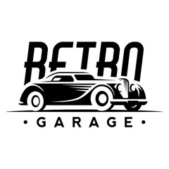 Retro garage logo, banner, emblem. Vintage t-shirt print