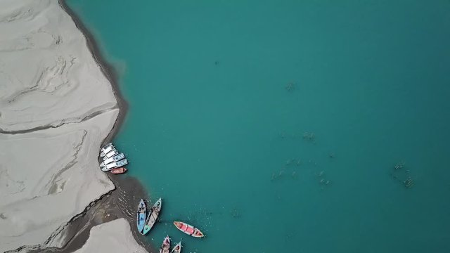 Aerial view of Ata Abad Lake, Hunza, Pakistan
