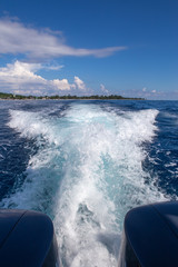 Water splashing from motor boat