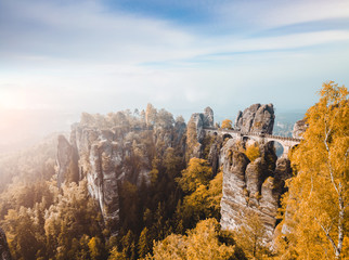 Scenic image of Elbe Sandstone Mountains. Location Saxony Switzerland national park, East Germany, Europe.