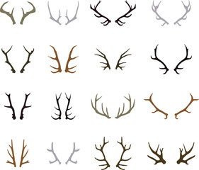Deer Antlers Silhouette Clip Art. Design Vector illustration. Forest Mountain Animal. Hunter Sport.