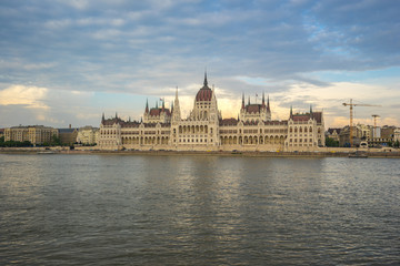 Fototapeta na wymiar Budapest Parliament Building with Danube River in Hungary