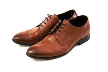 isolated black smart leather shoes on white background