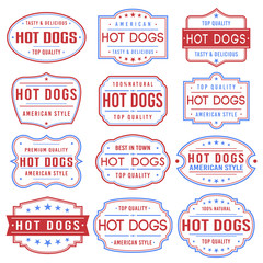 Hot Dogs Premium Quality Stamp. Frames. Grunge Design. Icon Art Vector. Old Style Frames.