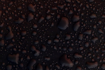 Metal surface at night with drops of rain. Texture of drops of water. Dark image. Picture for wallpaper, text, design or any purpose