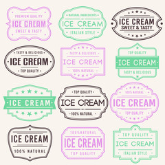 Ice Cream Premium Quality Stamp. Frames. Grunge Design. Icon Art Vector. Old Style Frames.