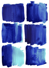 watercolor brush set texture in blue