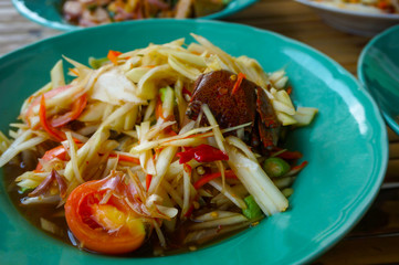 Thai northeast food, Som Tum or papaya salad.