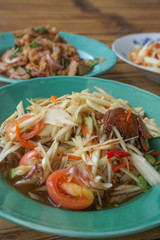 Thai northeast food, Som Tum or papaya salad.