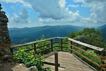 Fototapeta premium Slovakia-outlook on the observation deck in ruins Muran castle in the Low Tatras