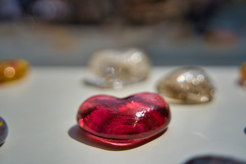 Macro shot red little glass heart