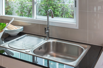 modern sink in modern kitchen room