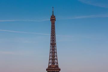 Fototapeta na wymiar Eiffel Tower, a wrought-iron lattice tower on the Champ de Mars in Paris, France.