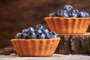 homemade sweet cakes with blueberry berries. delicious home baking