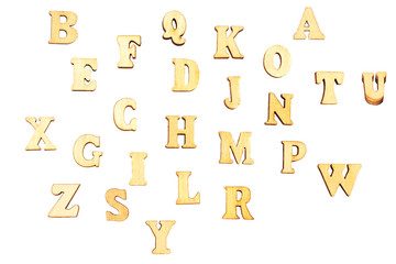 wooden basic bold font style full alphabet capital letter on realistic wood background