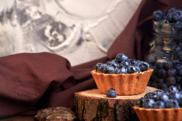 homemade sweet cakes with blueberry berries. delicious home baking