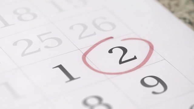 Reminder mark on the second 2 day of a month