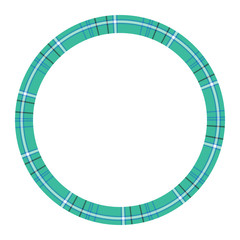 Naklejka premium Round frame vector vintage pattern design template. Circle border designs plaid fabric texture. Scottish tartan background for collage art, gif card, handmade crafts.